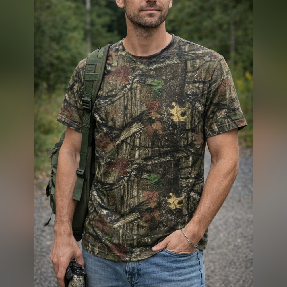 Mossy Oak Camo T-Shirt Size S RealTree Style Hunting Graphic Tee